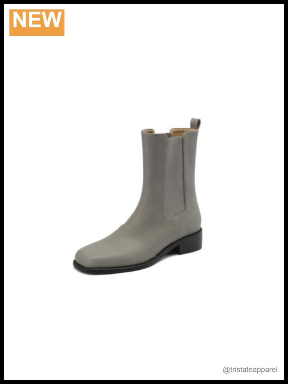 Leather Chelsea Ankle Boots Block Heel Zip Closure Winter Shoes